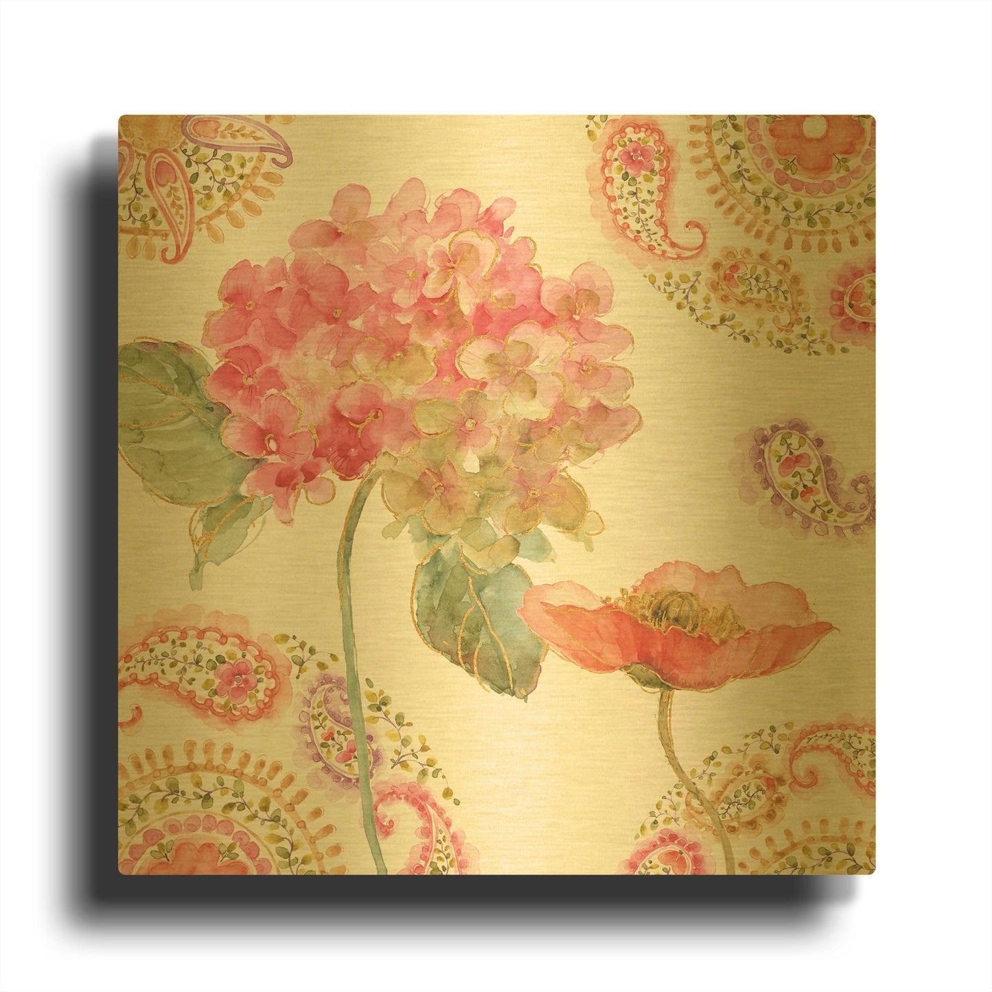 'Rainbow Seeds Paisley II' By Lisa Audit Gold Metal Wall Art