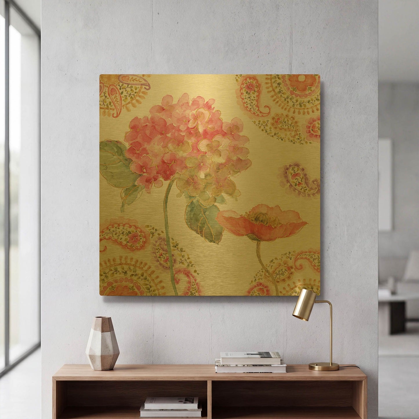 'Rainbow Seeds Paisley II' By Lisa Audit Gold Metal Wall Art