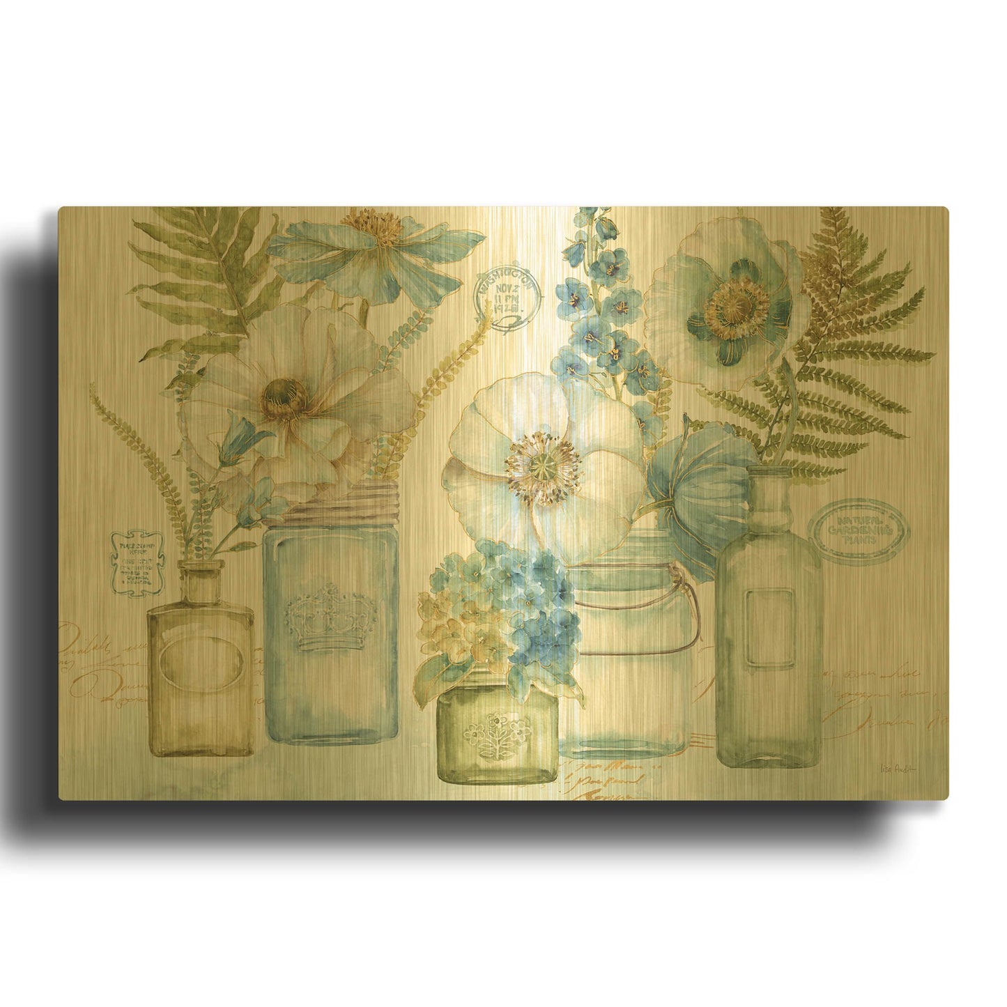 'My Greenhouse Bouquet I' By Lisa Audit Gold Metal Wall Art