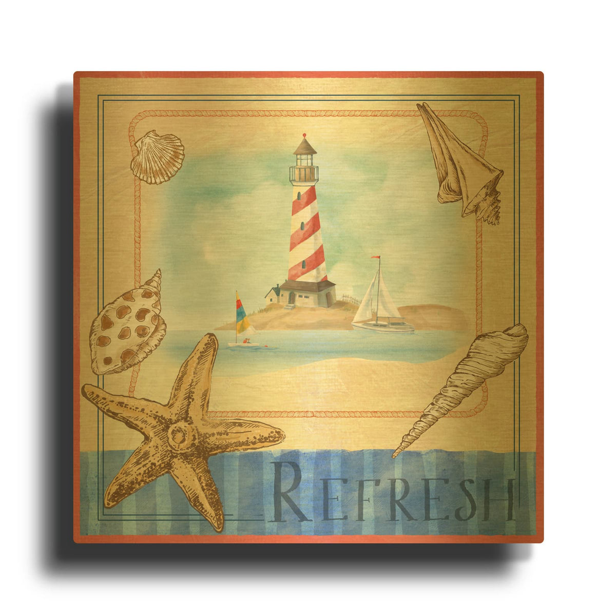 'Beach Life 2' By Fiona Stokes-Gilbert Gold Metal Wall Art