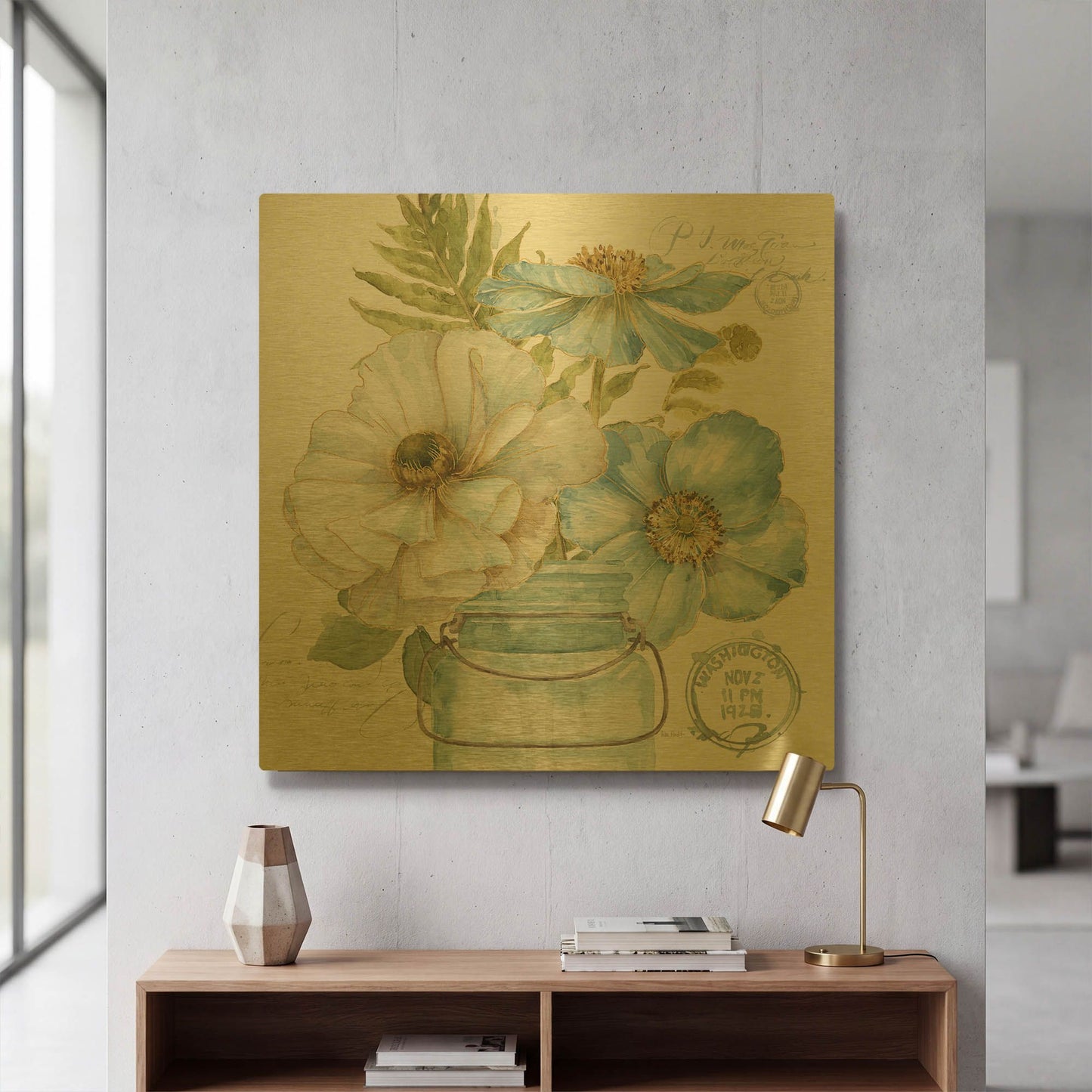 'My Greenhouse Bouquet II' By Lisa Audit Gold Metal Wall Art