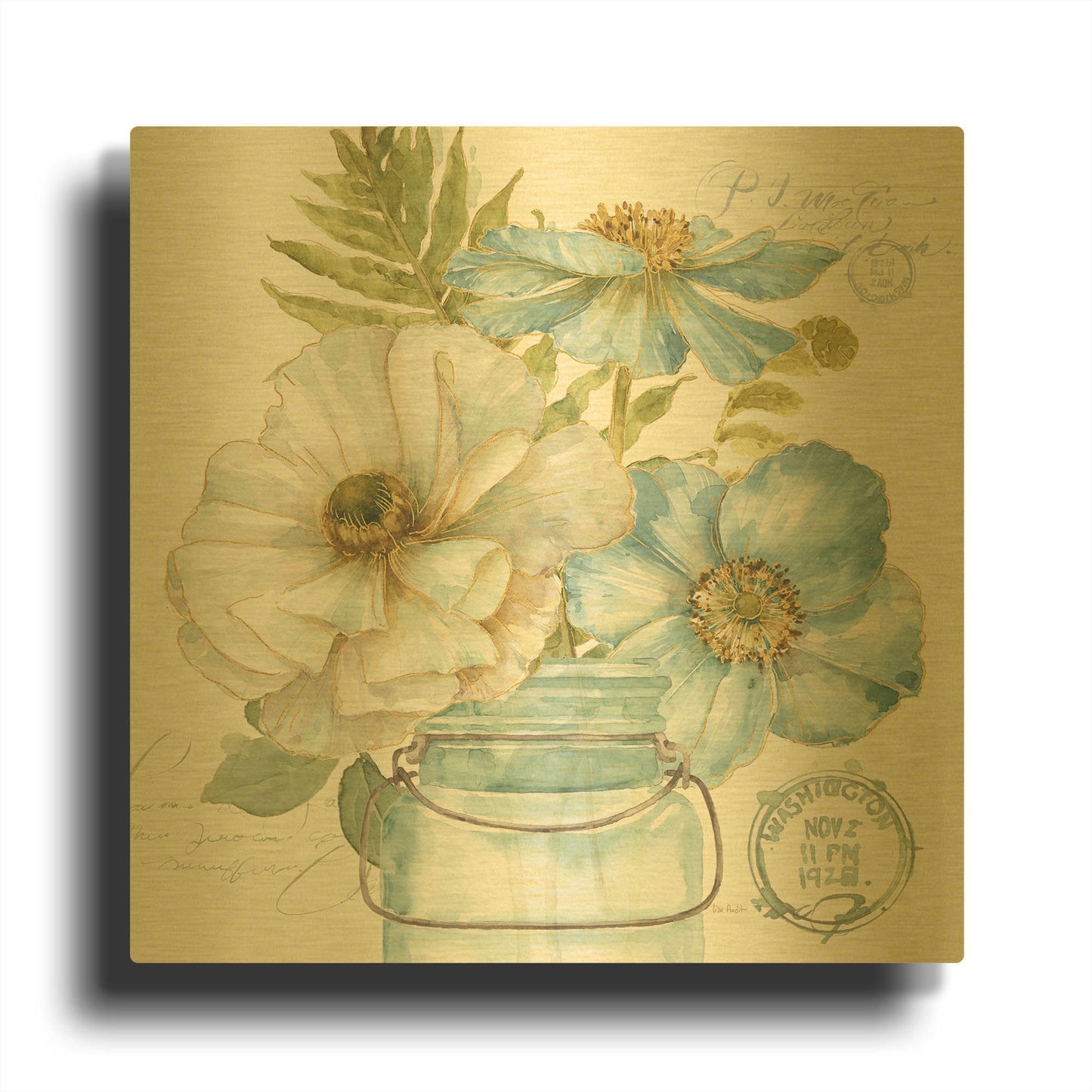 'My Greenhouse Bouquet II' By Lisa Audit Gold Metal Wall Art
