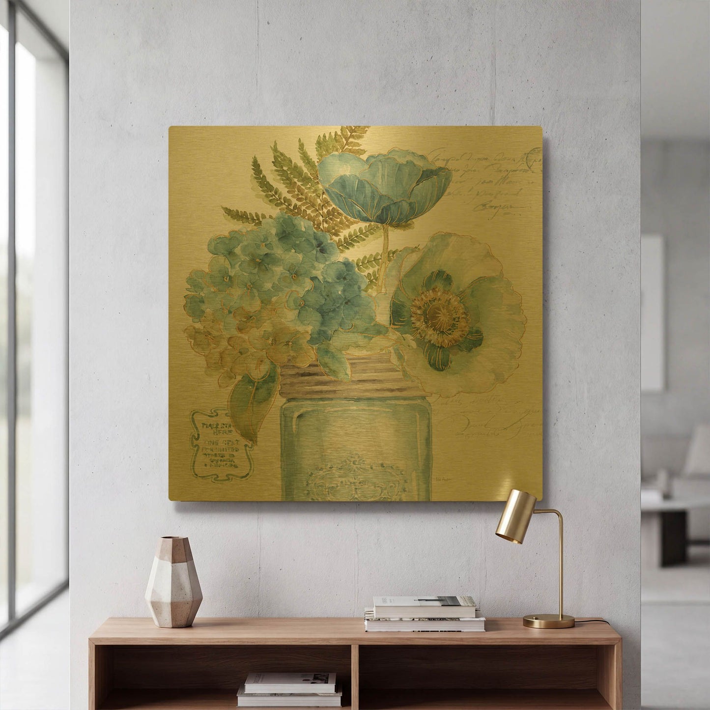 'My Greenhouse Bouquet III' By Lisa Audit Gold Metal Wall Art