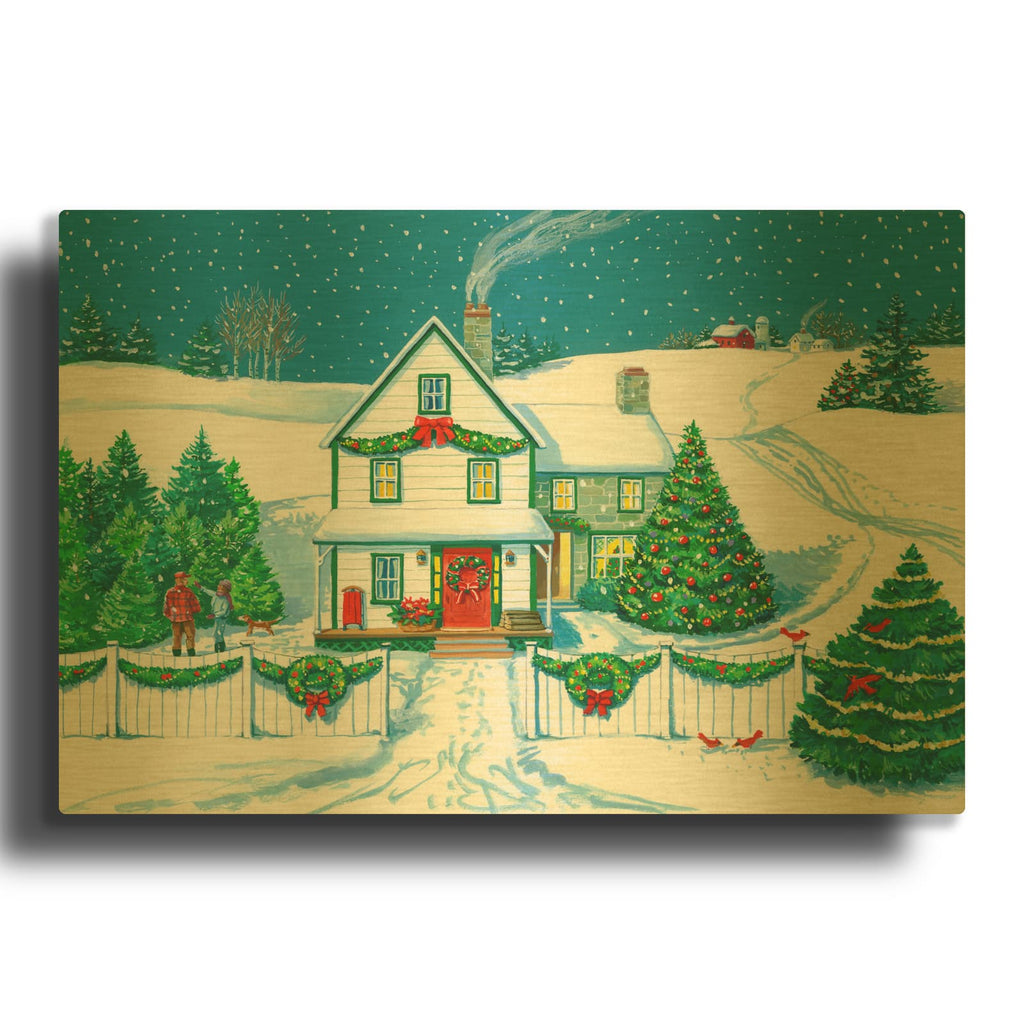 'Christmas Tree Farm' By Geraldine Aikman Gold Metal Wall Art