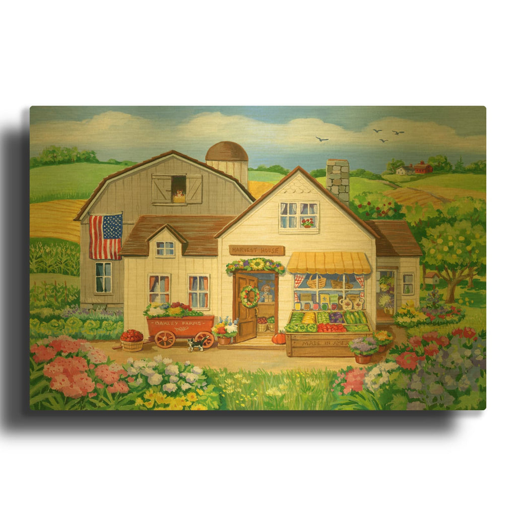 'Harvest House 2' By Geraldine Aikman Gold Metal Wall Art