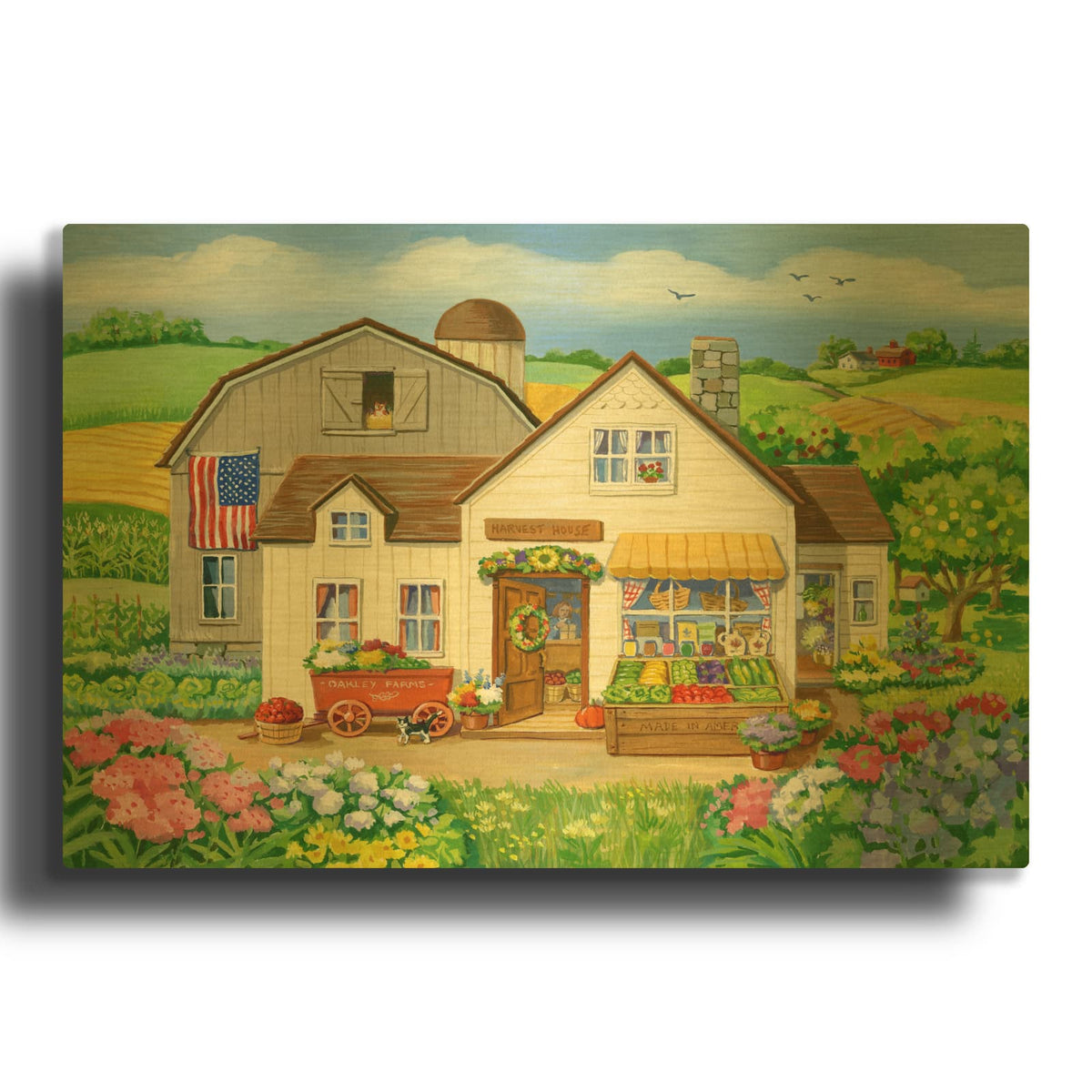 'Harvest House 2' By Geraldine Aikman Gold Metal Wall Art