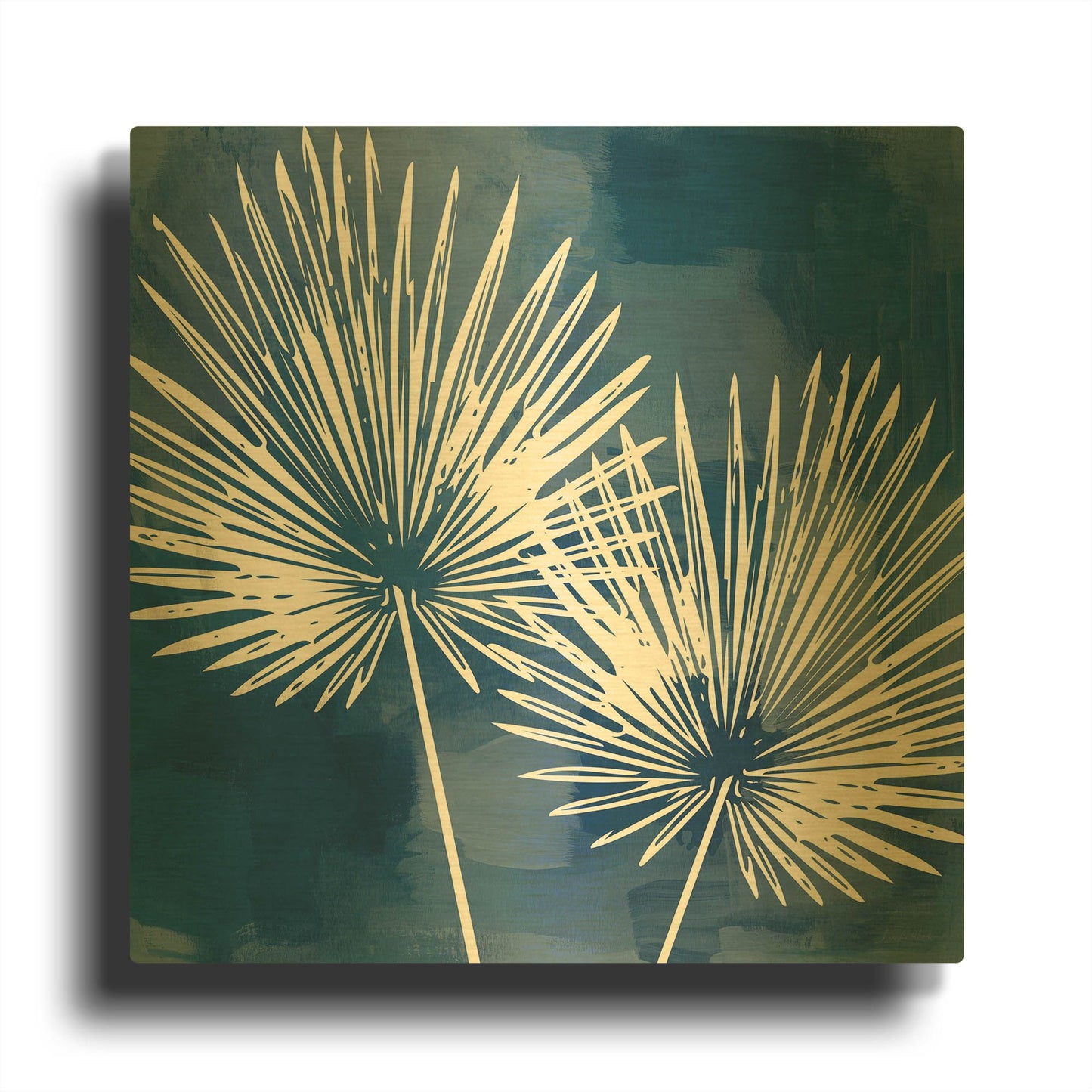 'Painted Sky Palms' By Linda Woods Gold Metal Wall Art
