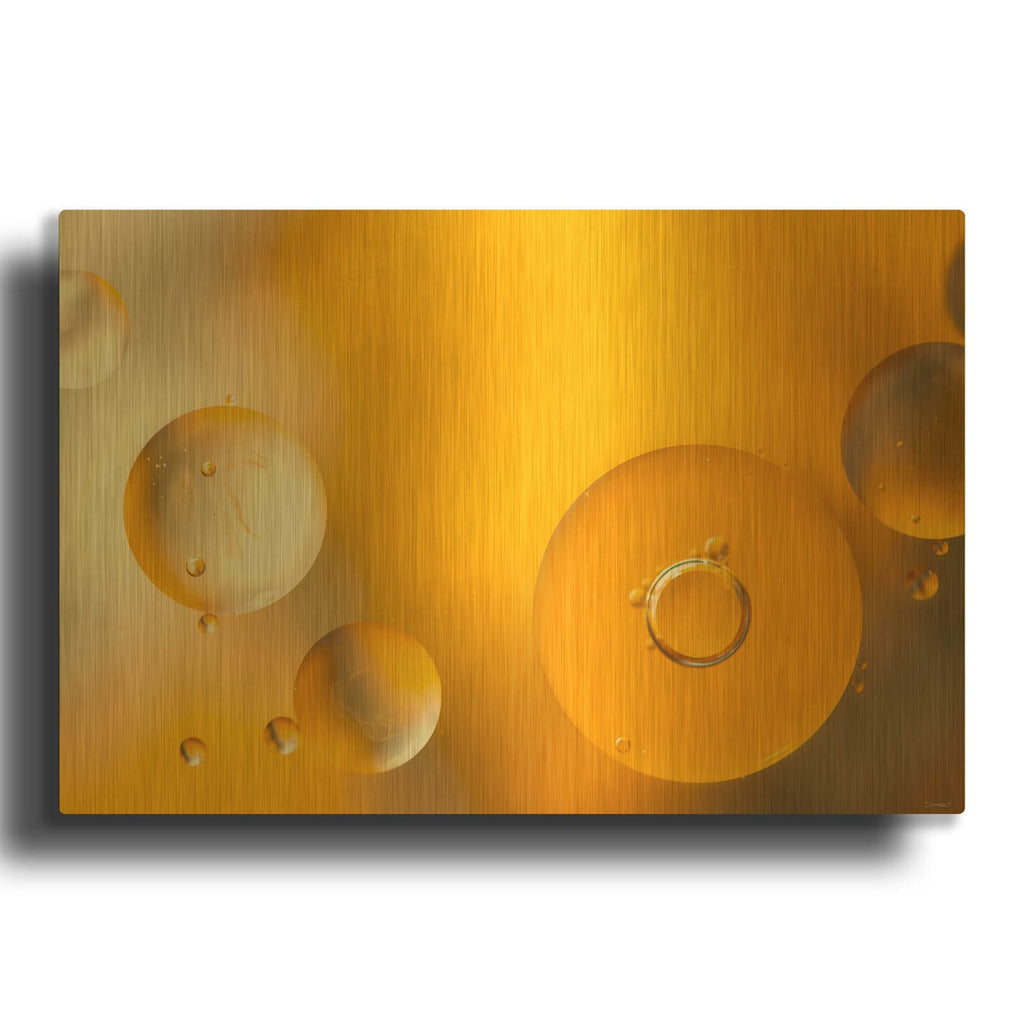 'Oil And Water 04' By Gordon Semmens Gold Metal Wall Art