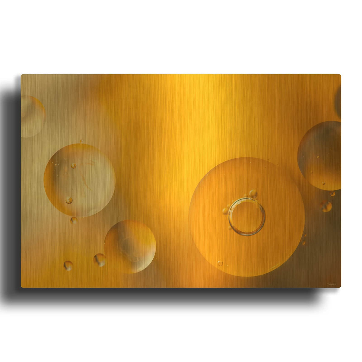 'Oil And Water 04' By Gordon Semmens Gold Metal Wall Art