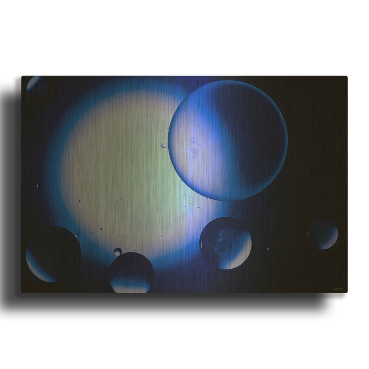 'Oil And Water 16' By Gordon Semmens Gold Metal Wall Art