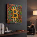 'Bitcoin Maze' By Rich Monet Gold Metal Wall Art