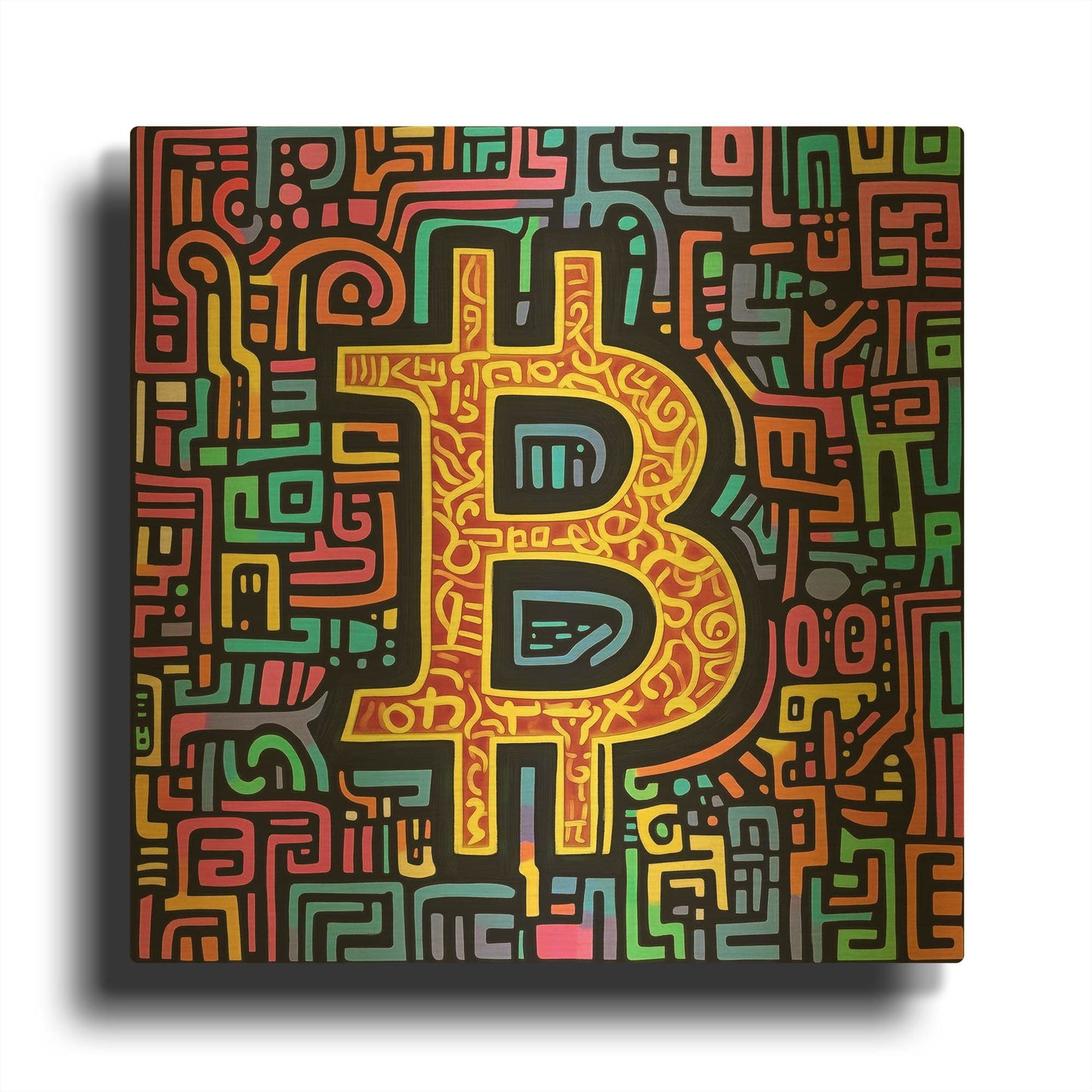 'Bitcoin Maze' By Rich Monet Gold Metal Wall Art