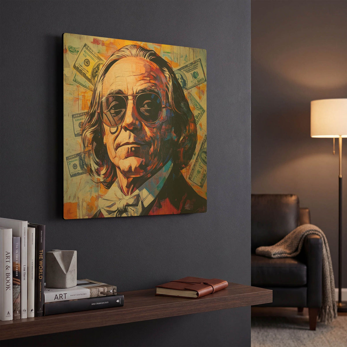 'Cool Benjamin' By Rich Monet Gold Metal Wall Art