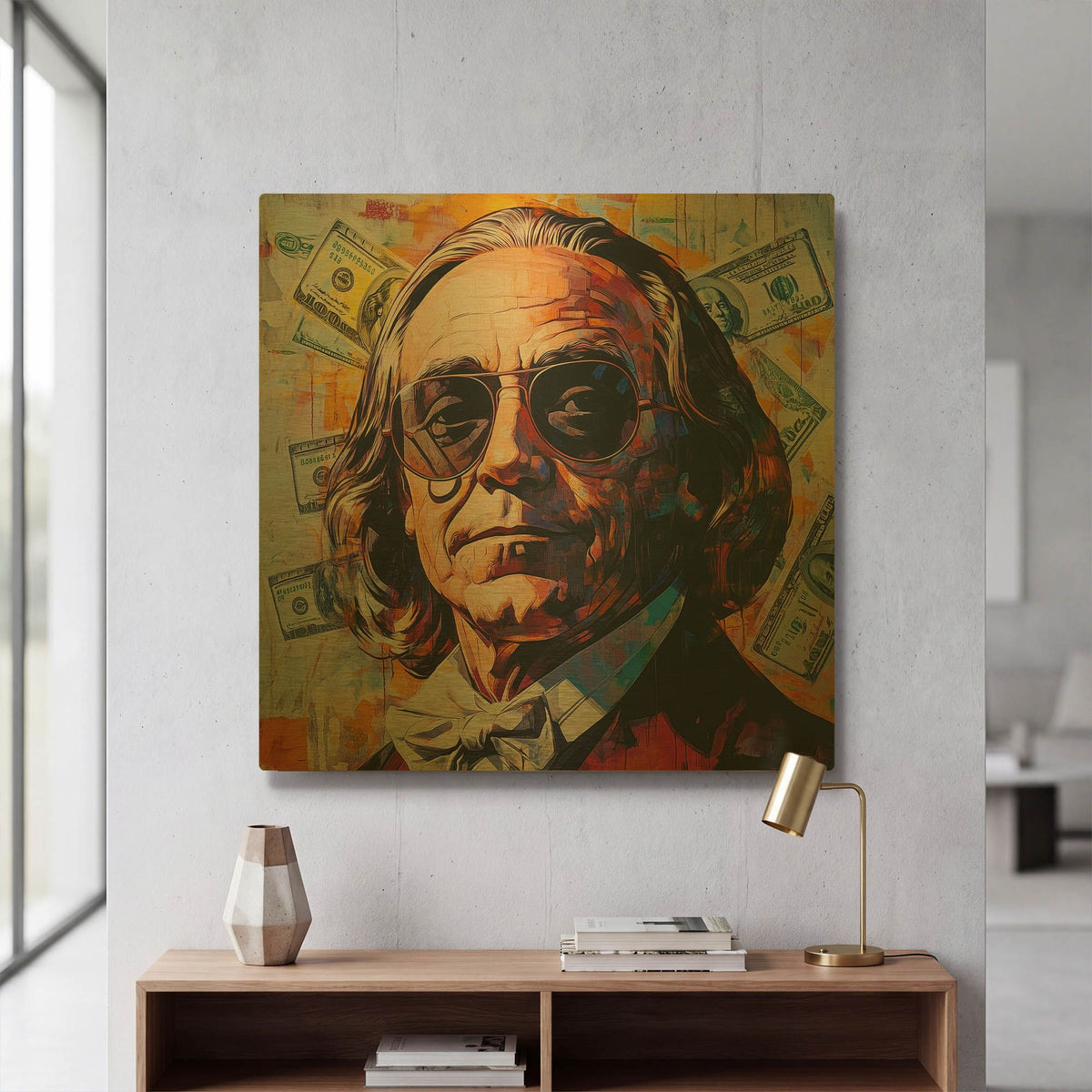 'Cool Benjamin' By Rich Monet Gold Metal Wall Art