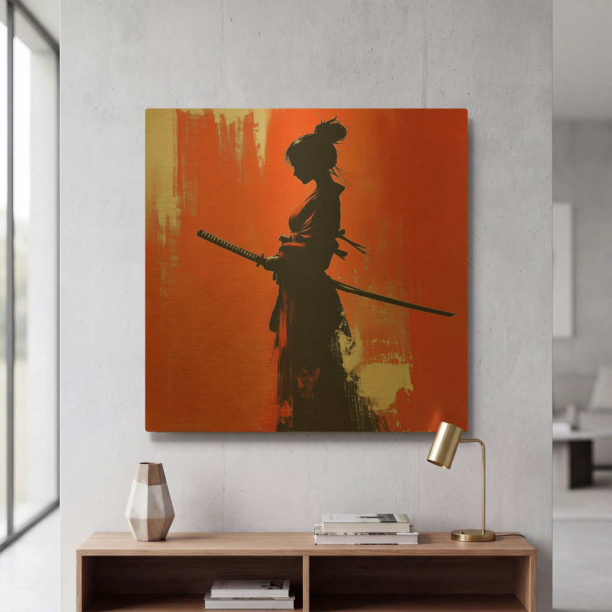 'Female Samurai' By Rich Monet Gold Metal Wall Art