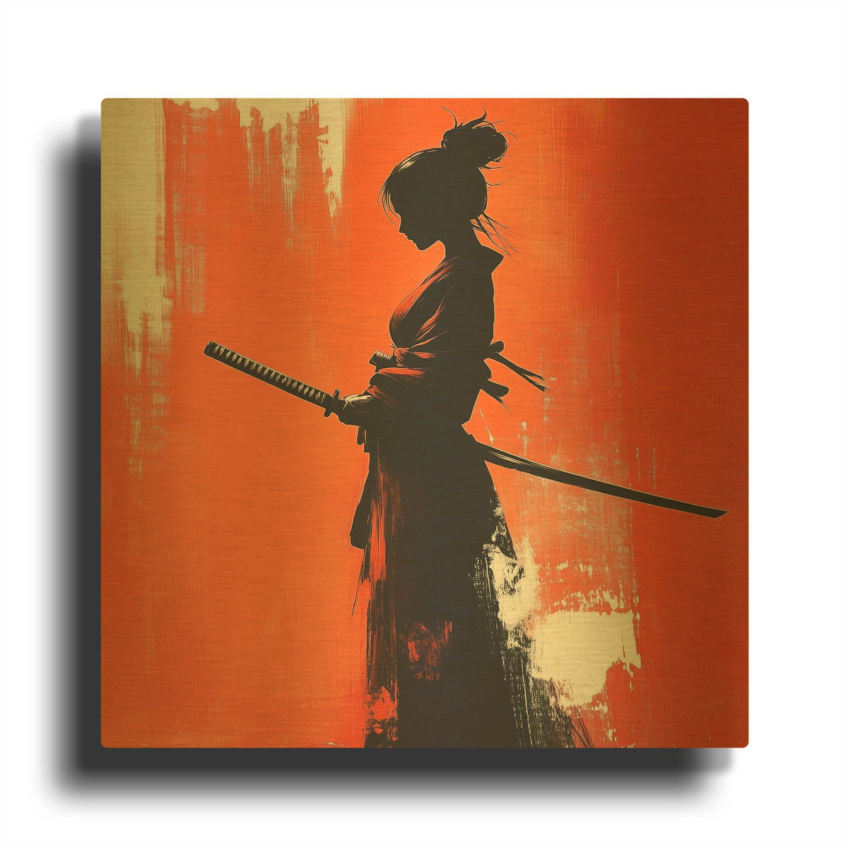 'Female Samurai' By Rich Monet Gold Metal Wall Art