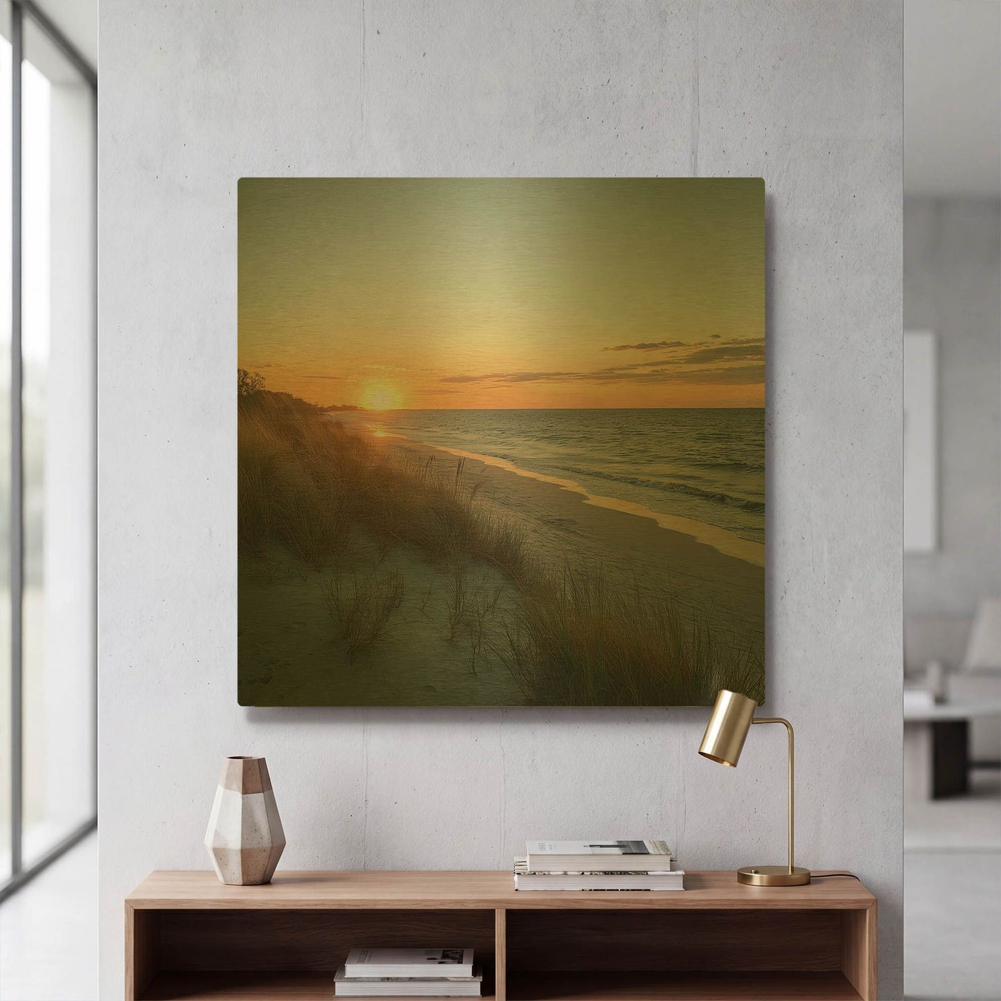 'Florida Beach At Sunset' By Rich Monet Gold Metal Wall Art
