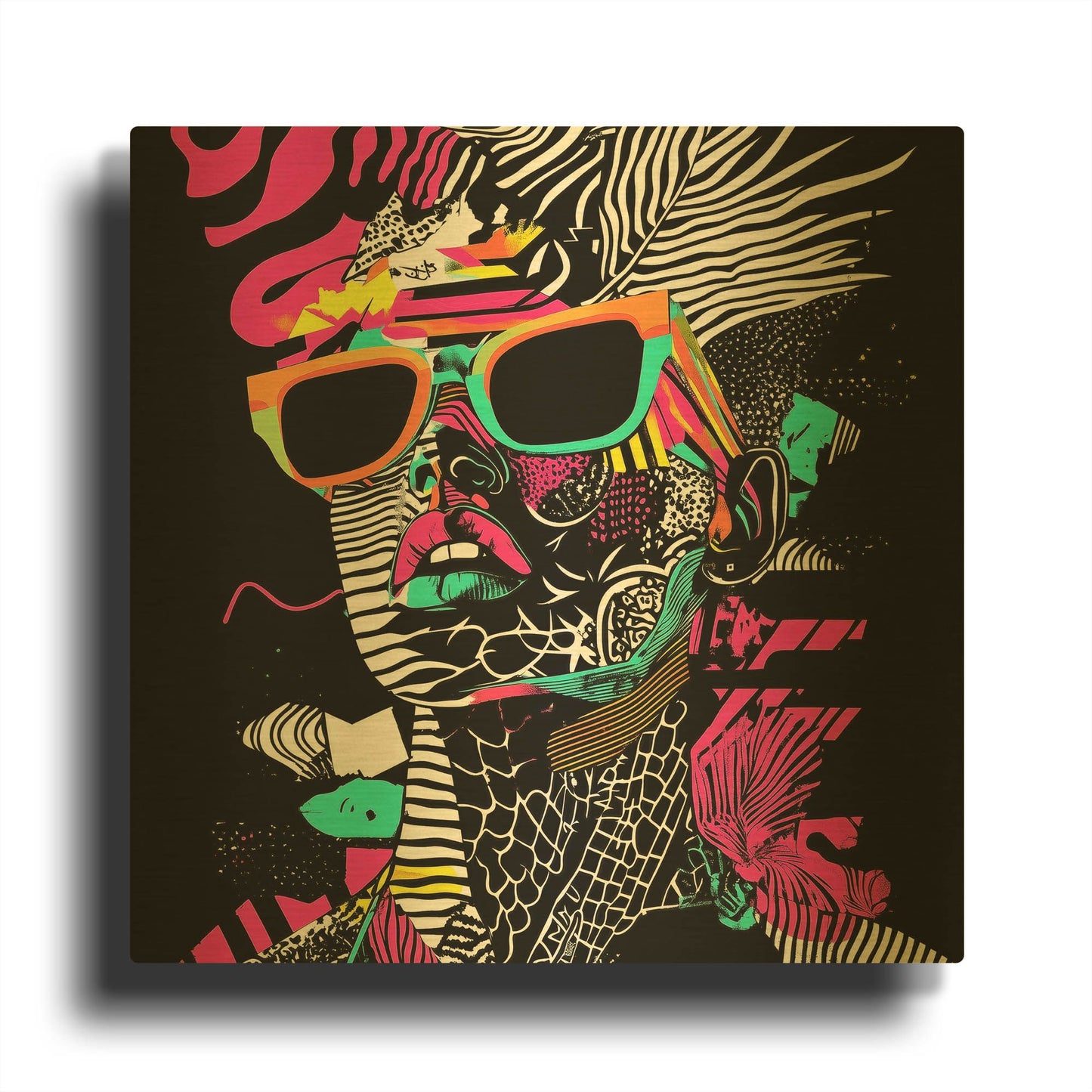 'Neon Night 2' By Rich Monet Gold Metal Wall Art