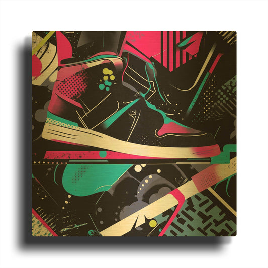 'Neon Night Gear' By Rich Monet Gold Metal Wall Art
