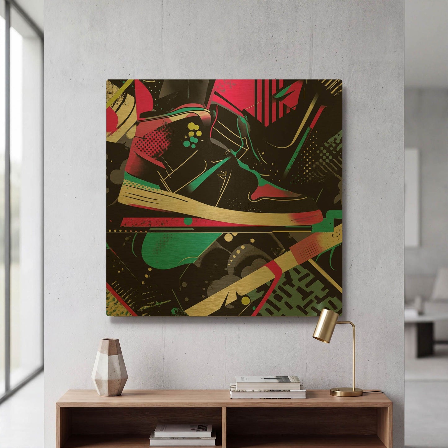 'Neon Night Gear' By Rich Monet Gold Metal Wall Art