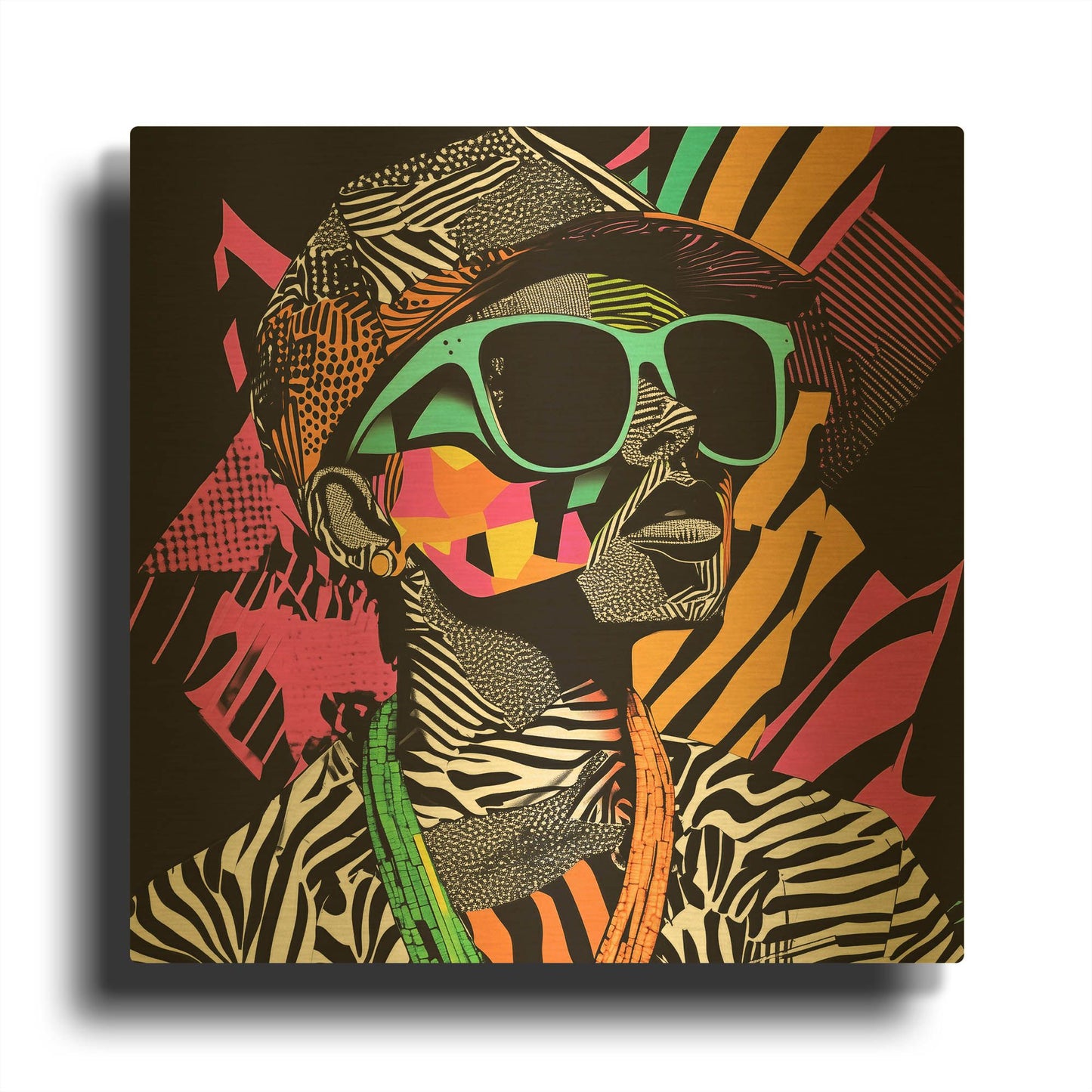 'Neon Night' By Rich Monet Gold Metal Wall Art
