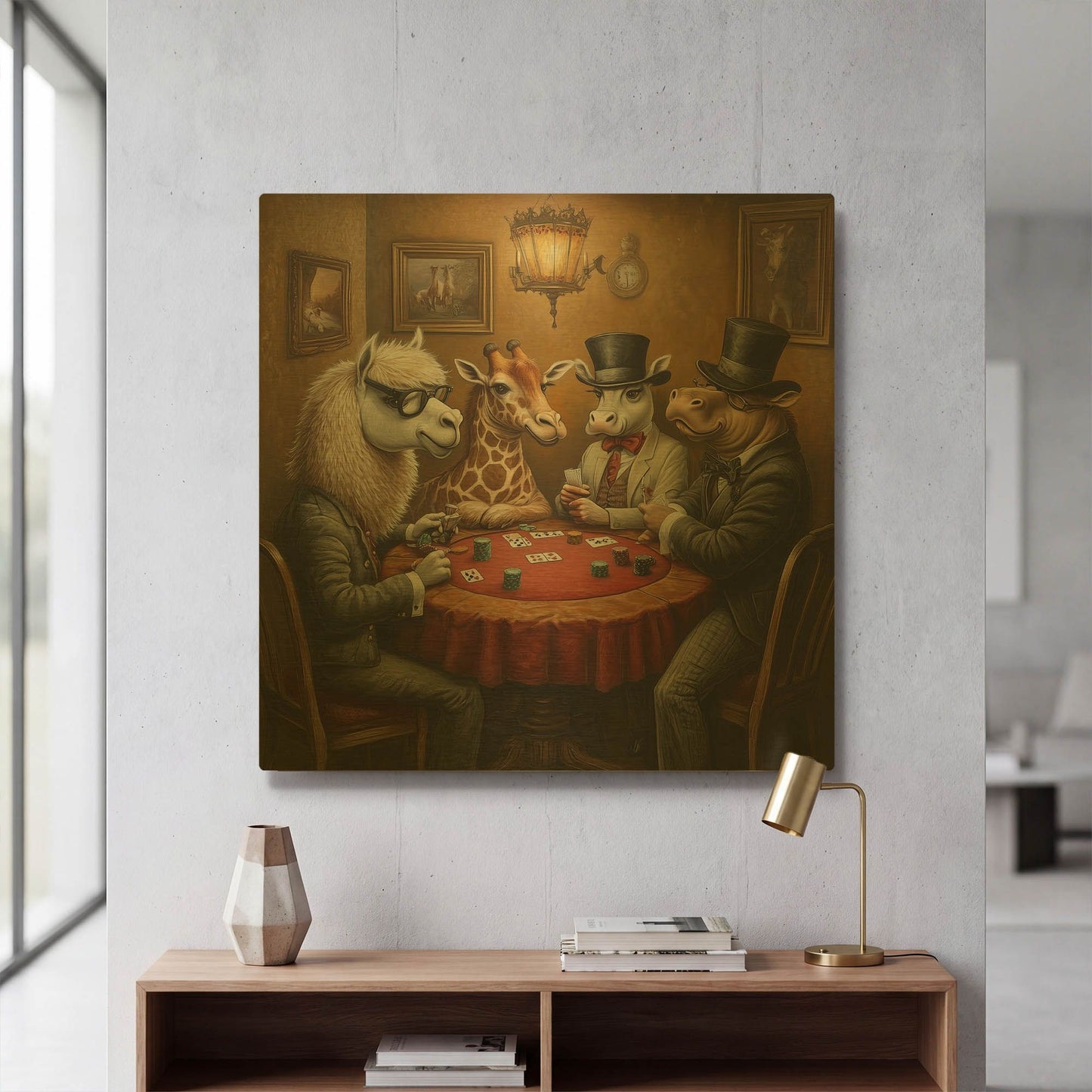 'Poker On Noah's Arc' By Rich Monet Gold Metal Wall Art