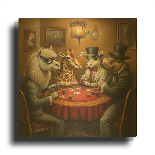 'Poker On Noah's Arc' By Rich Monet Gold Metal Wall Art