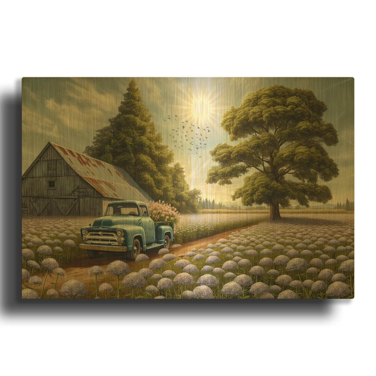 'Flowers At The Farmhouse' By Rich Monet Gold Metal Wall Art