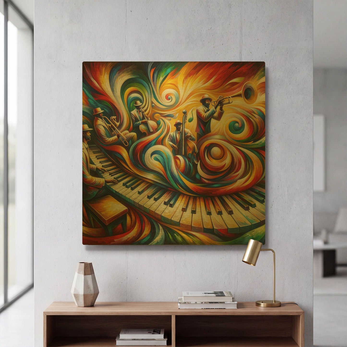 'Jazzplotion 2' By Rich Monet Gold Metal Wall Art