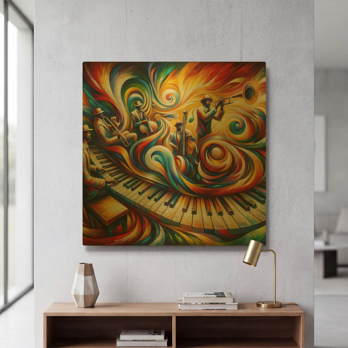 'Jazzplotion 2' By Rich Monet Gold Metal Wall Art