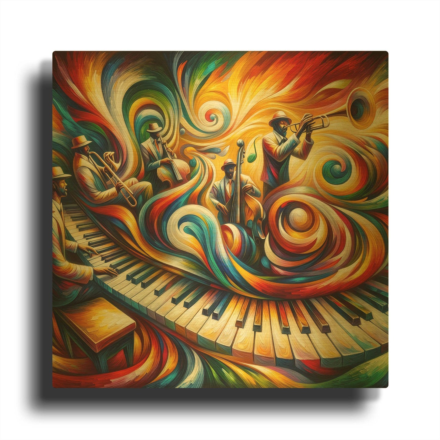 'Jazzplotion 2' By Rich Monet Gold Metal Wall Art