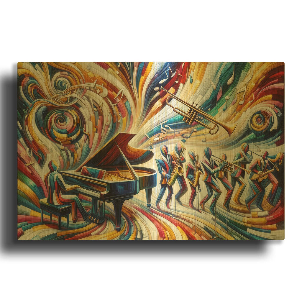'Jazzplotion' By Rich Monet Gold Metal Wall Art