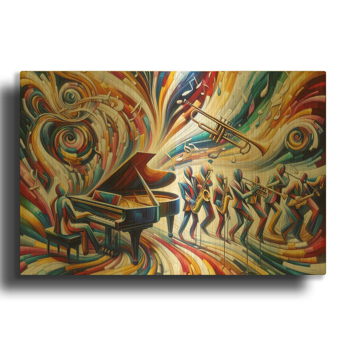 'Jazzplotion' By Rich Monet Gold Metal Wall Art