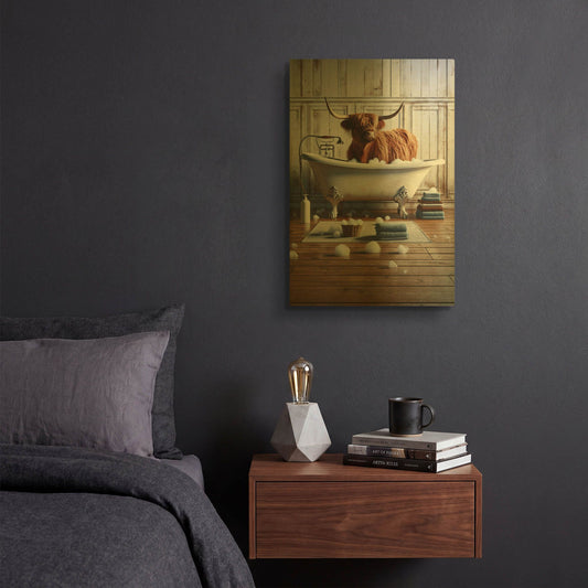 'Moo Bubble Time' By Rich Monet Gold Metal Wall Art