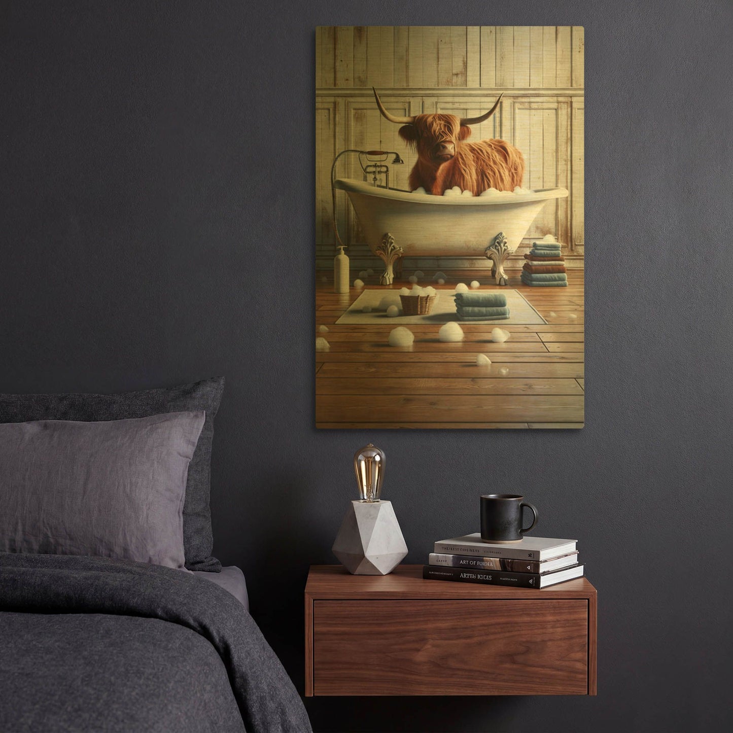 'Moo Bubble Time' By Rich Monet Gold Metal Wall Art