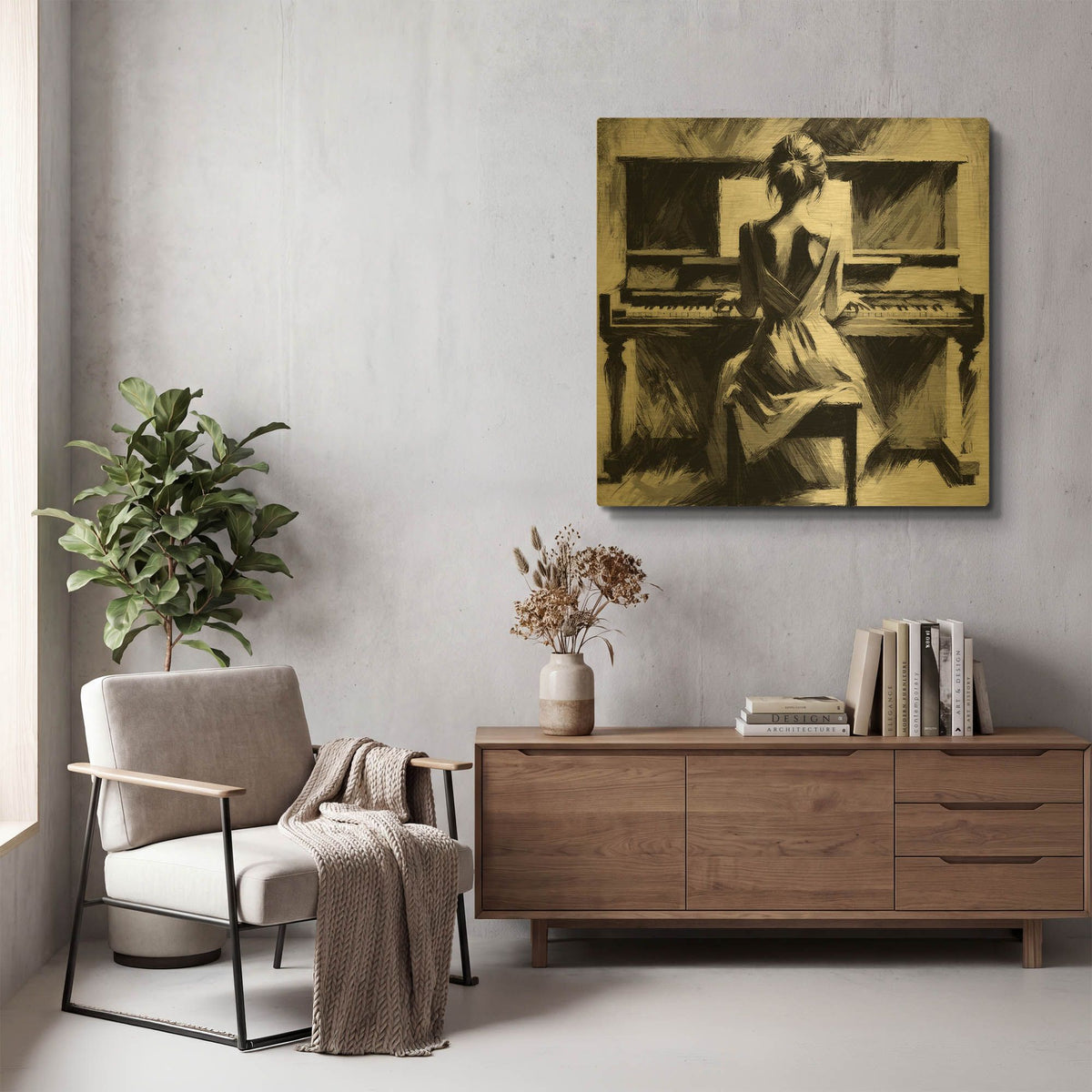 'Moonlight Sonata' By Rich Monet Gold Metal Wall Art