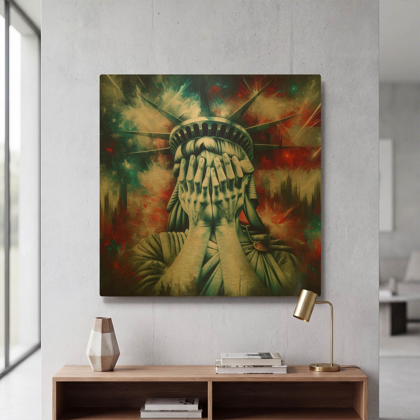'Tough Day In Usa' By Rich Monet Gold Metal Wall Art