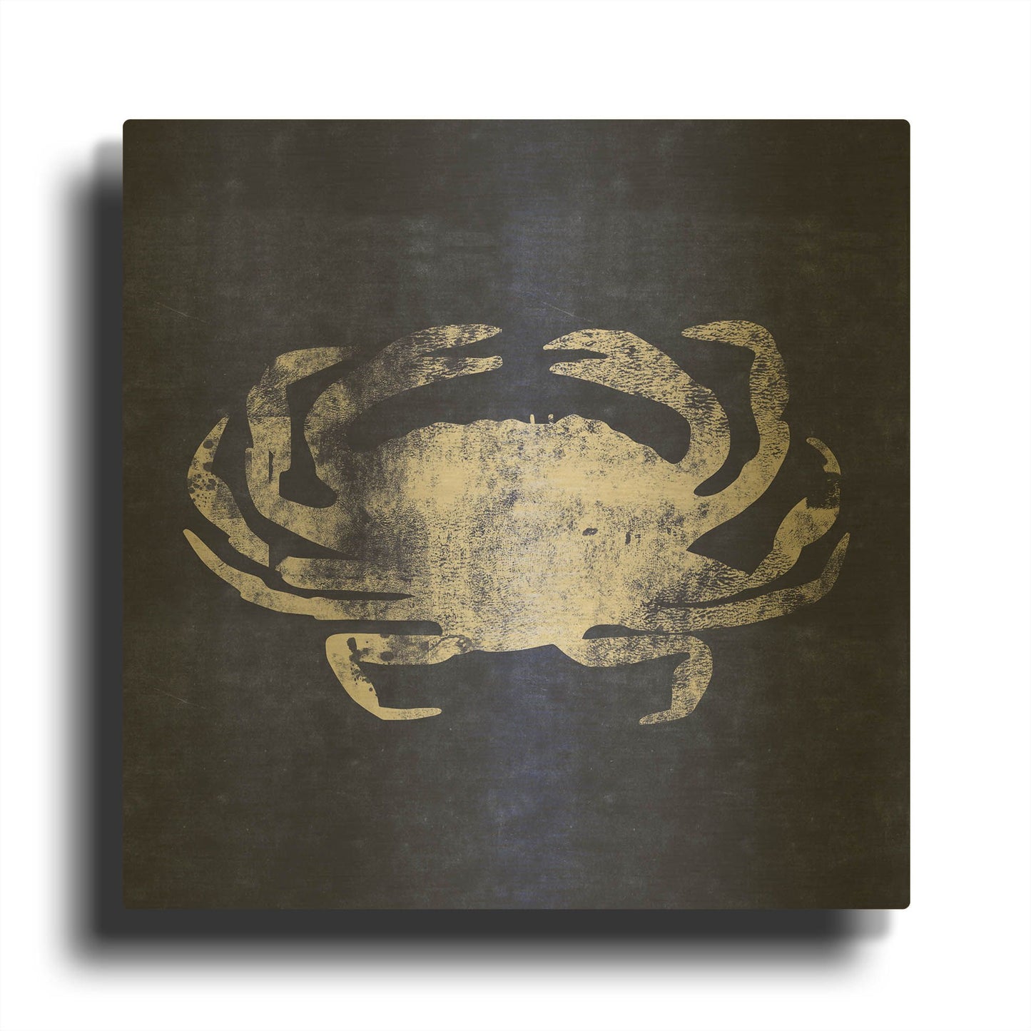 'Indigo Crab' By Linda Woods Gold Metal Wall Art