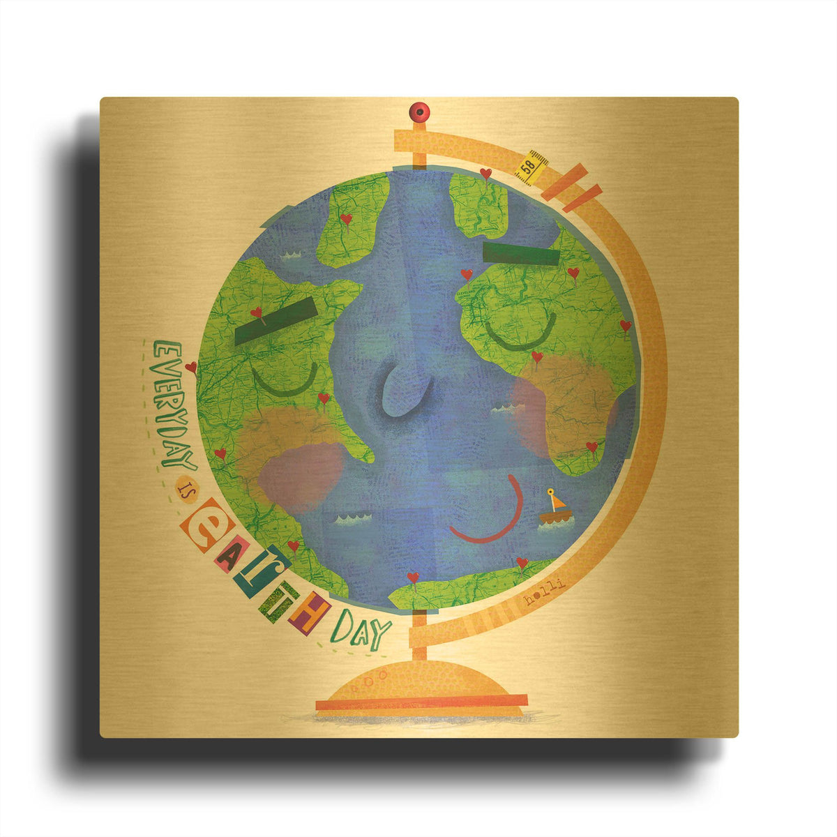'Everyday Is Earth Day' By Holli Conger Gold Metal Wall Art