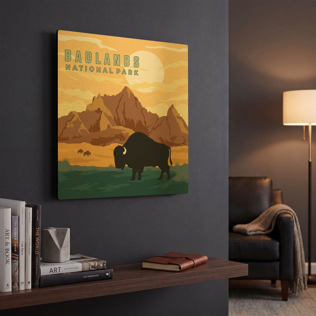 'Badlands National Park A' By Jean Plout Gold Metal Wall Art