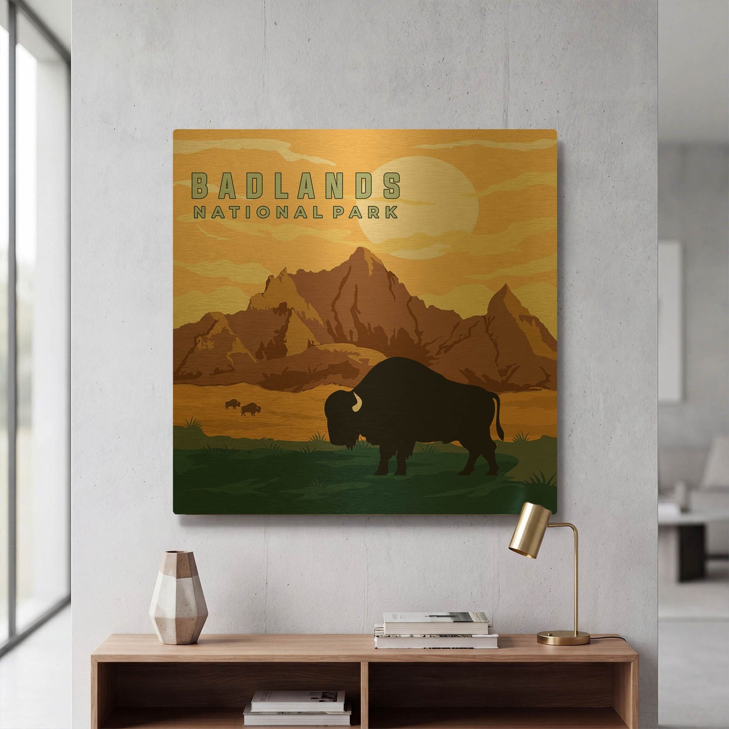 'Badlands National Park A' By Jean Plout Gold Metal Wall Art