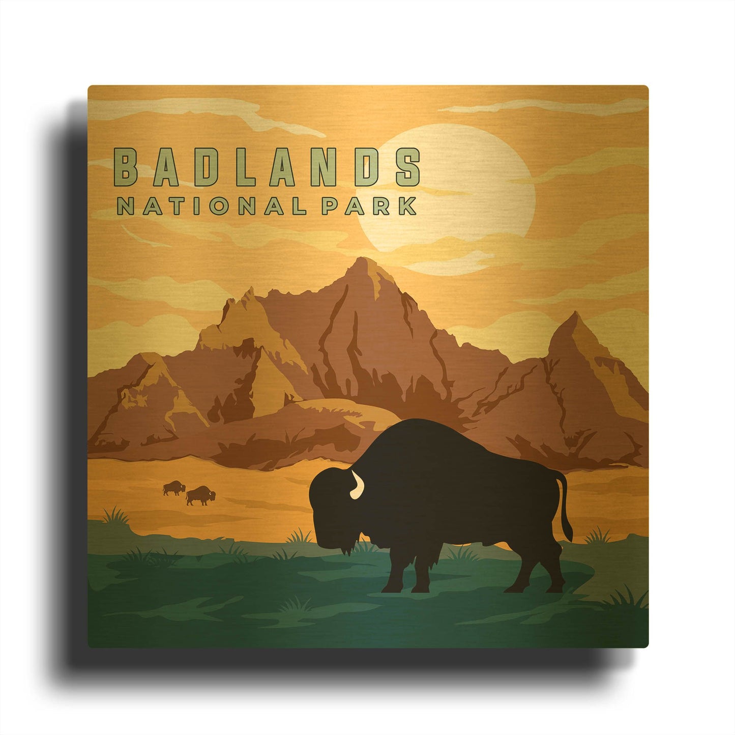 'Badlands National Park A' By Jean Plout Gold Metal Wall Art