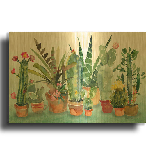 'Beautiful Cactus Garden' By Jean Plout Gold Metal Wall Art