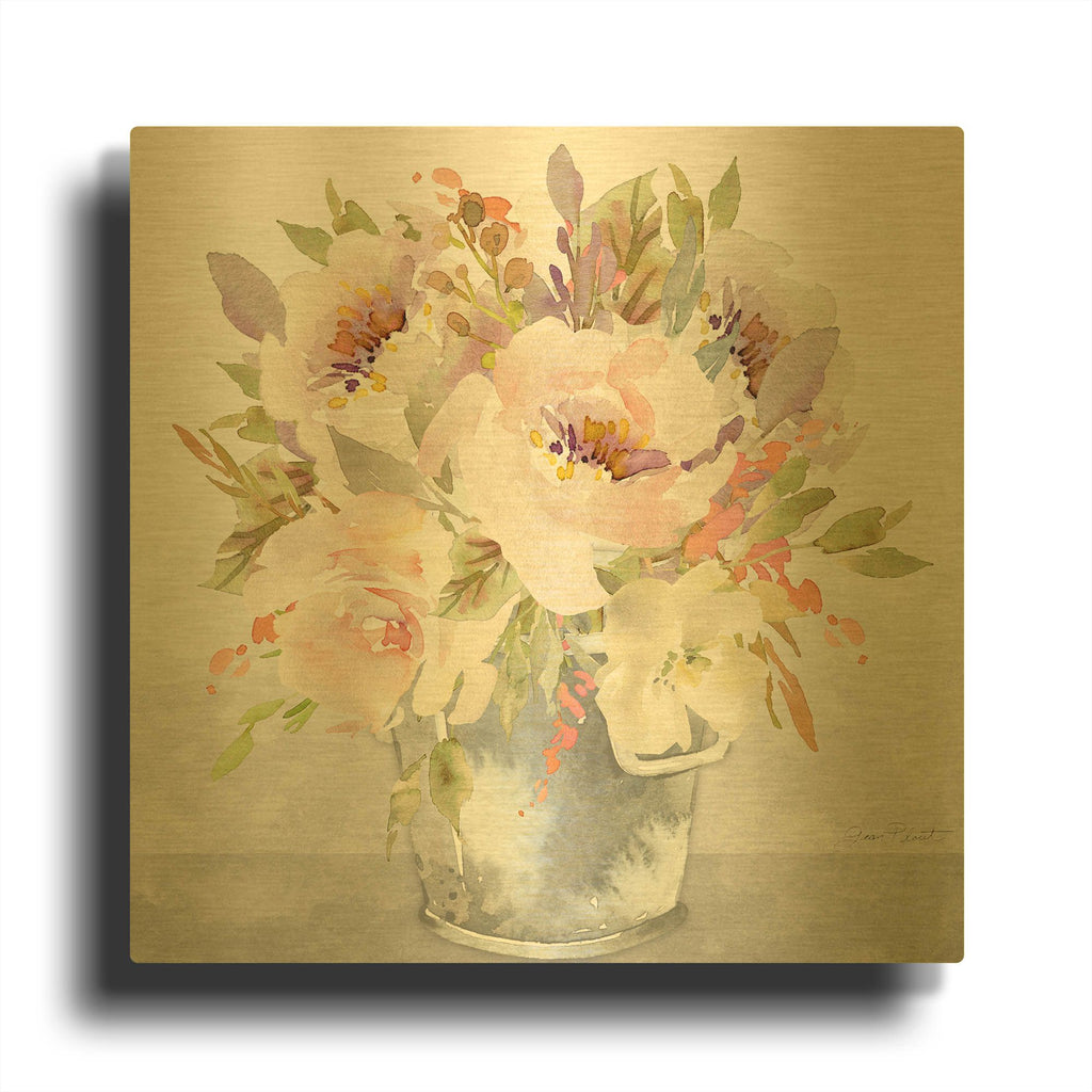 'Beautiful Floral Bouquet A' By Jean Plout Gold Metal Wall Art