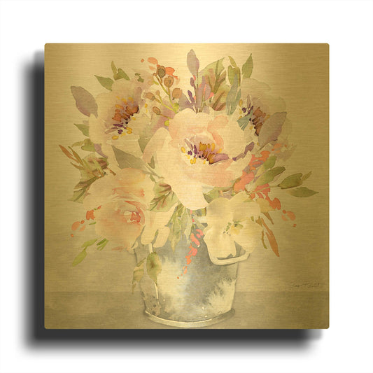 'Beautiful Floral Bouquet A' By Jean Plout Gold Metal Wall Art