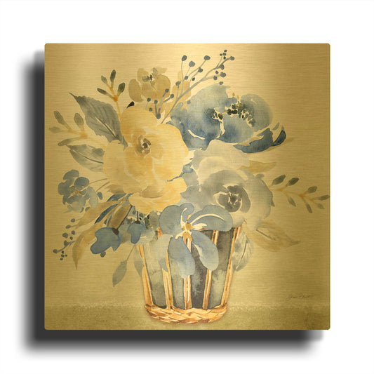 'Beautiful Floral Bouquet C' By Jean Plout Gold Metal Wall Art