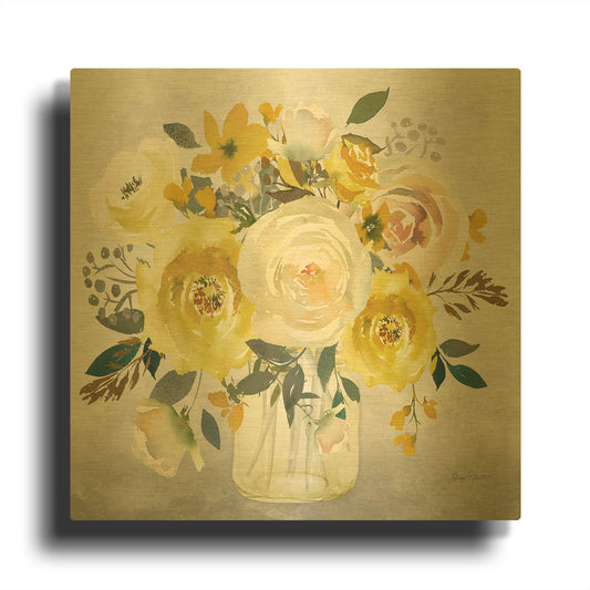 'Beautiful Floral Bouquet D' By Jean Plout Gold Metal Wall Art