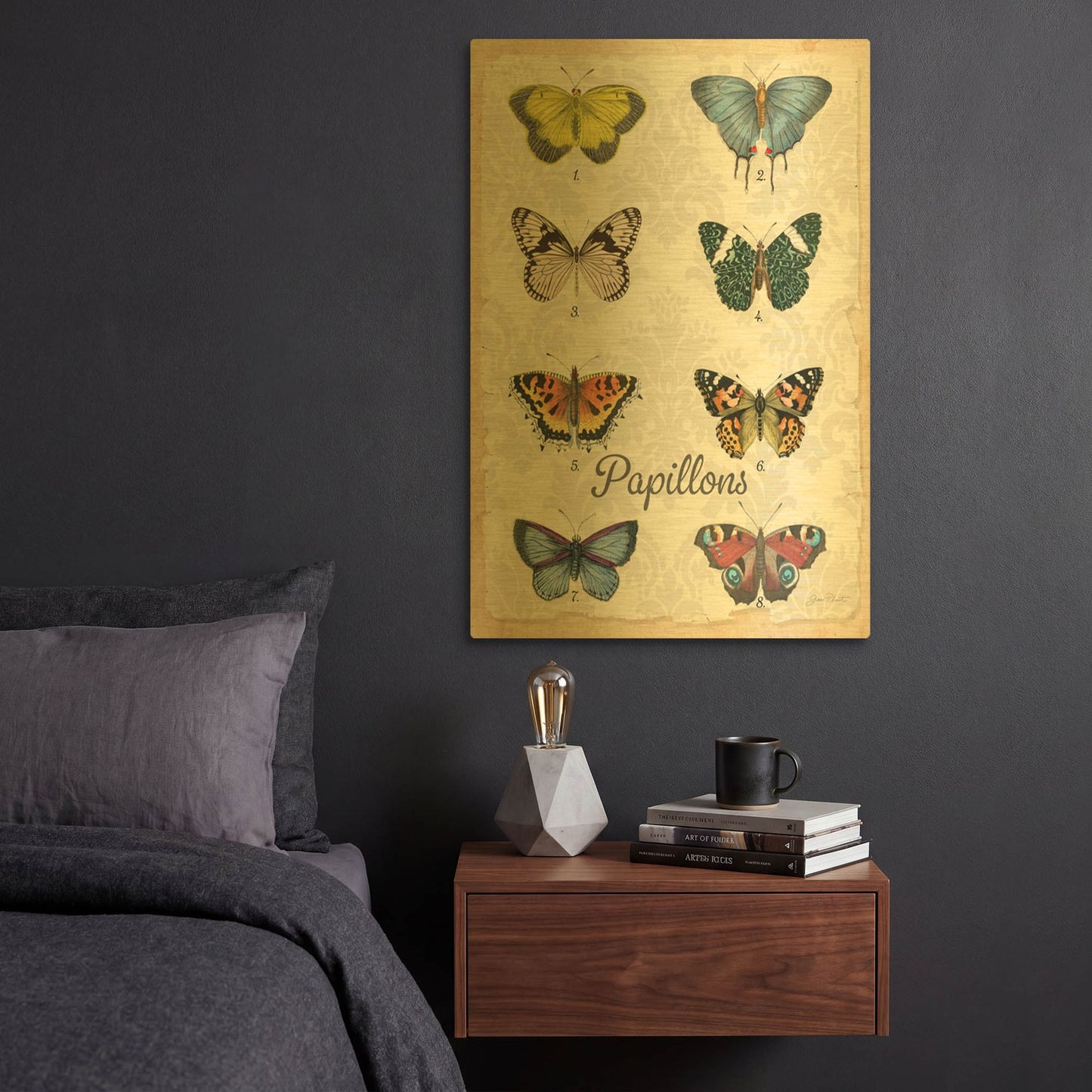 'Beautiful Papillon Study A' By Jean Plout Gold Metal Wall Art