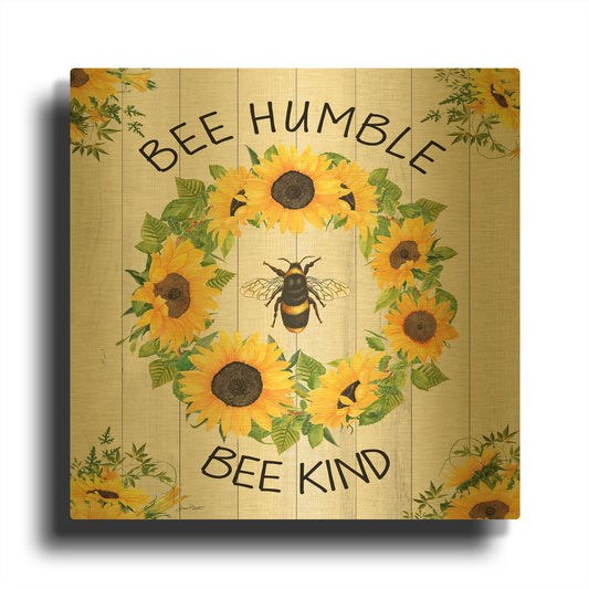 'Bee Humble' By Jean Plout Gold Metal Wall Art