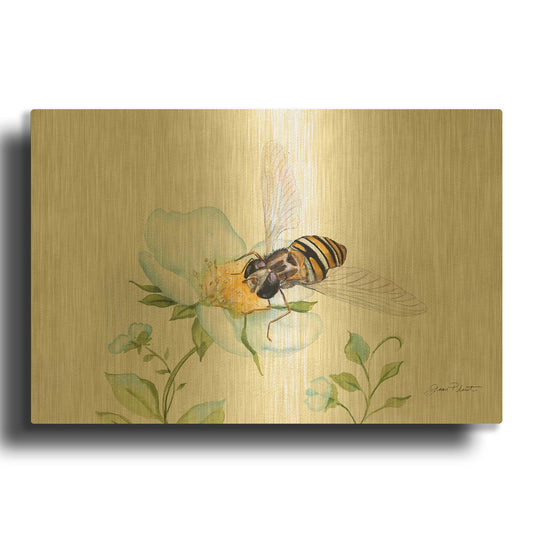 'Bee In Watercolor' By Jean Plout Gold Metal Wall Art